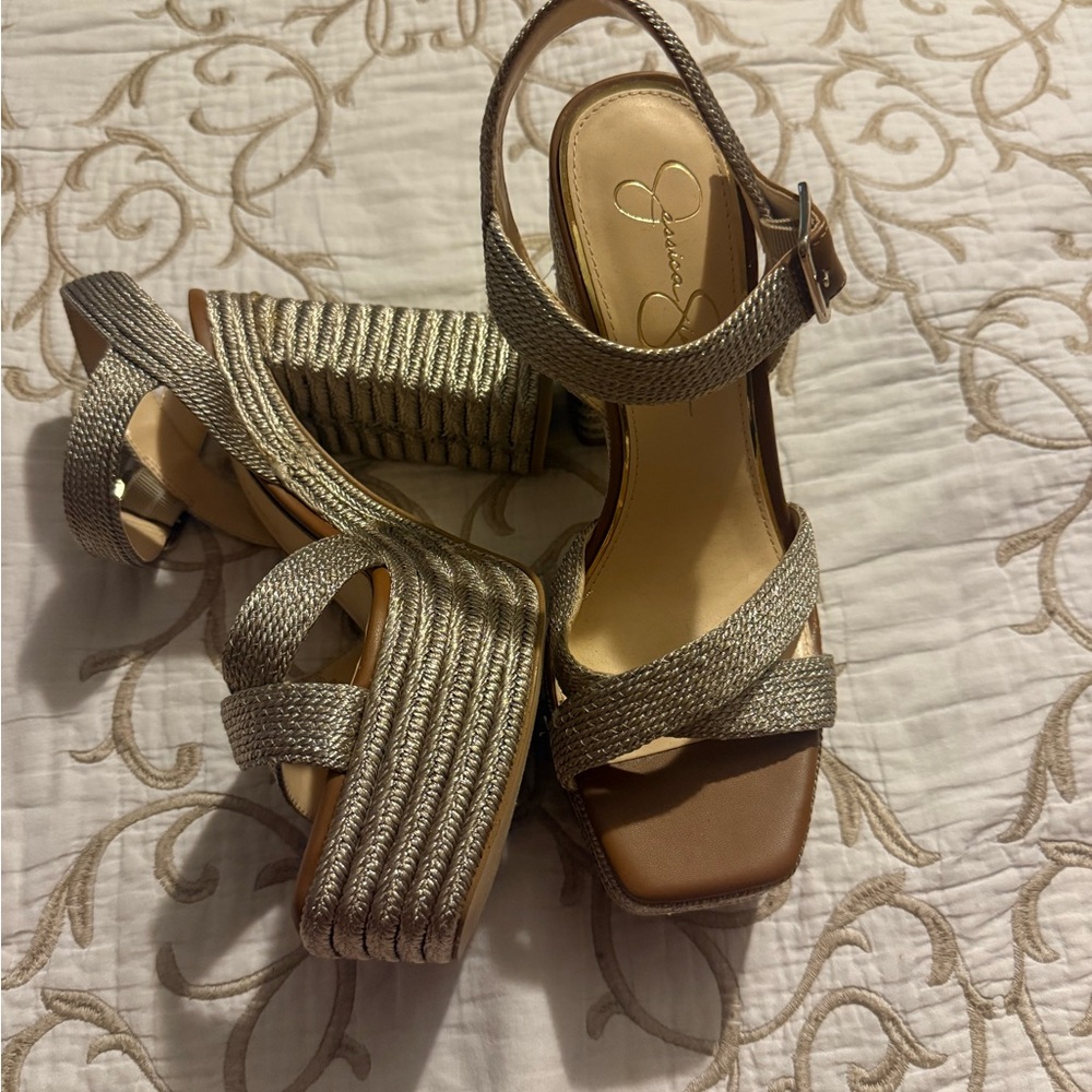 Jessica Simpson Metallic Platform Heels